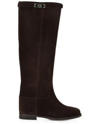 Via Roma 15 - Buckle-Detail Suede Knee-High Boots - Lyst