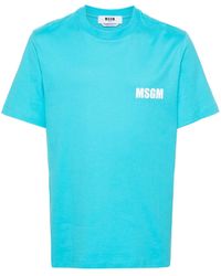 MSGM - Logo-Print Cotton T-Shirt - Lyst
