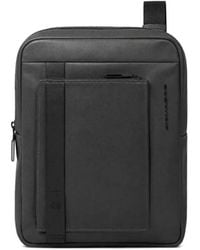 Piquadro - Logo-Embossed Leather Messenger Bag - Lyst