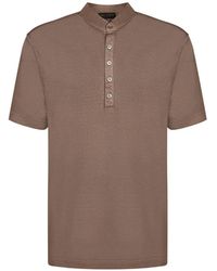 Dell'Oglio - Serafino Linen Mandarin-Collar Polo Shirt - Lyst
