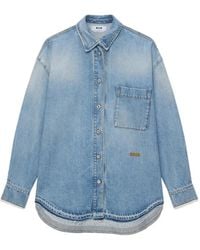 MSGM - Chemise En Jean À Logo Brodé - Lyst