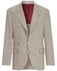 Brunello Cucinelli - Wool, Alpaca And Silk Houndstooth Deconstructed Cavallo Blazer - Lyst