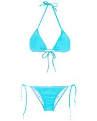 Amir Slama Top de bikini triángular con cuello halter - Azul