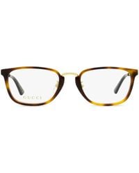 Gucci - Logo-Print Rectangle-Frame Glasses - Lyst