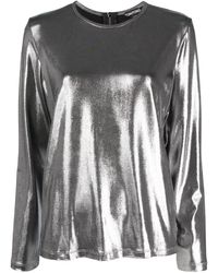 Tom Ford - Metallic Laminated Long-sleeve Top - Lyst