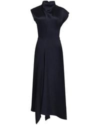 Victoria Beckham - High-Neck Draped Midi Dress - Lyst
