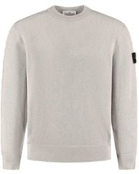 Stone Island - Gerippter Strickpullover Mit Logo-Patch - Lyst