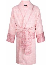 und Hausmäntel Damen Bekleidung Nachtwäsche Bade- Versace Kurzer Bademantel mit Barocco-Print in Pink Morgen 