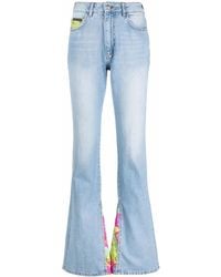 Philipp Plein - Floral Insert Flared Jeans - Lyst