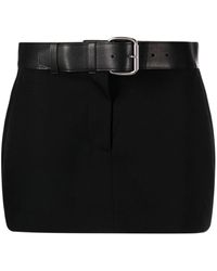 Alexander Wang - Leather-belt Wool Miniskirt - Lyst