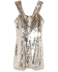 Self-Portrait - Sequin Off-Shoulder Mini Dress - Lyst