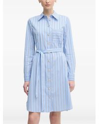 MARC AUREL - Striped Belted Mini Shirt Dress - Lyst