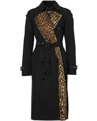 Burberry Bridstow Leopard-print Cotton Trench Coat - Black