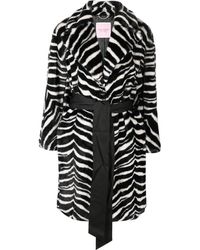 Kate Spade Zebra-print Faux-fur Coat - Black