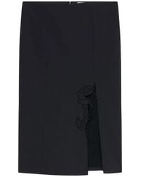 Blumarine - Embroidered-Slit Midi Skirt - Lyst