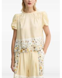 Munthe - Floral-Print Puff-Sleeve Top - Lyst