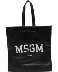MSGM - Bolso shopper con logo estampado - Lyst