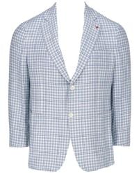 Isaia - Gingham-Check Single-Breasted Blazer - Lyst