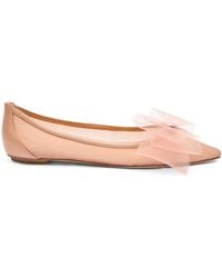 Stuart Weitzman - Leather Bow Ballerina Flats - Lyst