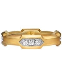 David Yurman - 18Kt Hex Station Diamond Band Ring (6Mm) - Lyst