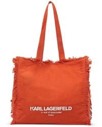 KARL LAGERFELD - Frayed-Edge Canvas Tote Bag - Lyst