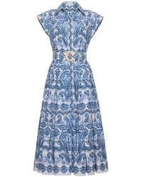 Cara Cara - Paisley-Print Belted Midi Dress - Lyst