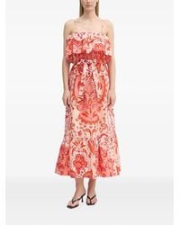 GAUDI - Paisley-Print Ruffled Midi Dress - Lyst
