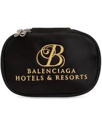 Balenciaga - Logo-embroidered Velvet Clutch Bag - Lyst