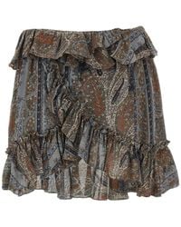 Saint Laurent - Paisley-Print Ruffled Mini Skirt - Lyst