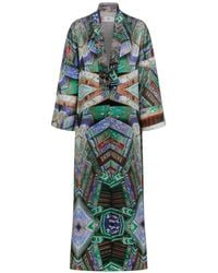 Hui Milano - Graphic-Print Floral-Embroidered Long Coat - Lyst
