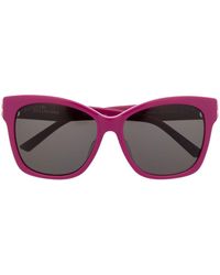 Balenciaga - Logo-plaque Square-frame Sunglasses - Lyst