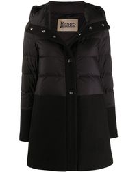 Herno Doudoune bi-matière à capuche - Noir