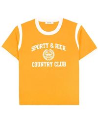 Sporty & Rich - Varsity Crest Sports Cotton T-shirt - Lyst