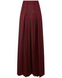 Alberta Ferretti - Check-Pattern Pleated Maxi Skirt - Lyst
