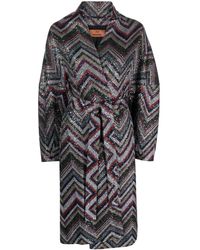 Missoni - Zigzag Sequin-embellished Belted Coat - Lyst