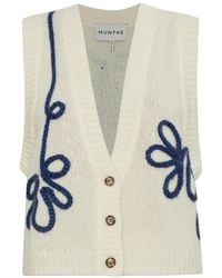Munthe - Nowland Embroidered Knitted Sleeveless Wool Cardigan - Lyst