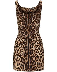 Dolce & Gabbana - Leopard-print Sleeveless Minidress - Lyst