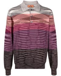Missoni - Striped Wool Polo Shirt - Lyst