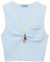 Prada - Cotton Bouclé Crop Top - Lyst