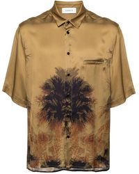Laneus - Palm Tree-print Satin Shirt - Lyst
