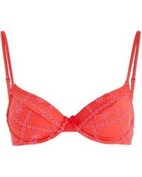 Damson Madder - Eyelet-Embroidered Ribbon-Detail Bikini Top - Lyst