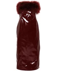 Blumarine - Abito Midi Con Piume Di Marabou - Lyst