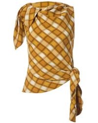 Monse - Knotted-Front Checked Top - Lyst
