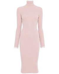 Elisabetta Franchi - Ribbed Turtleneck Midi Dress - Lyst
