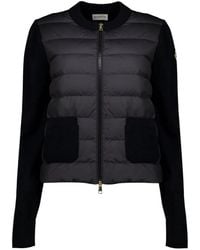 Moncler - Cardigan Matelassé En Laine À Fermeture Zippée - Lyst
