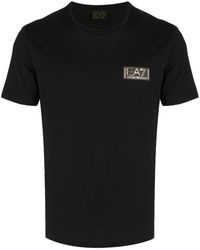 EA7 - T-shirt en coton à patch logo - Lyst