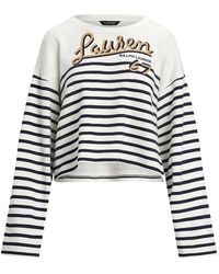 Ralph Lauren - Striped Logo-Embroidered Top - Lyst