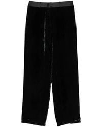 forte_forte - Crushed-Velvet Satin-Trim Trousers - Lyst