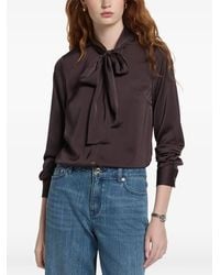 Michael Kors - Satin Tie-Neck Blouse - Lyst