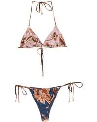 Zimmermann - Aster Floral-Print Spliced Bikini - Lyst